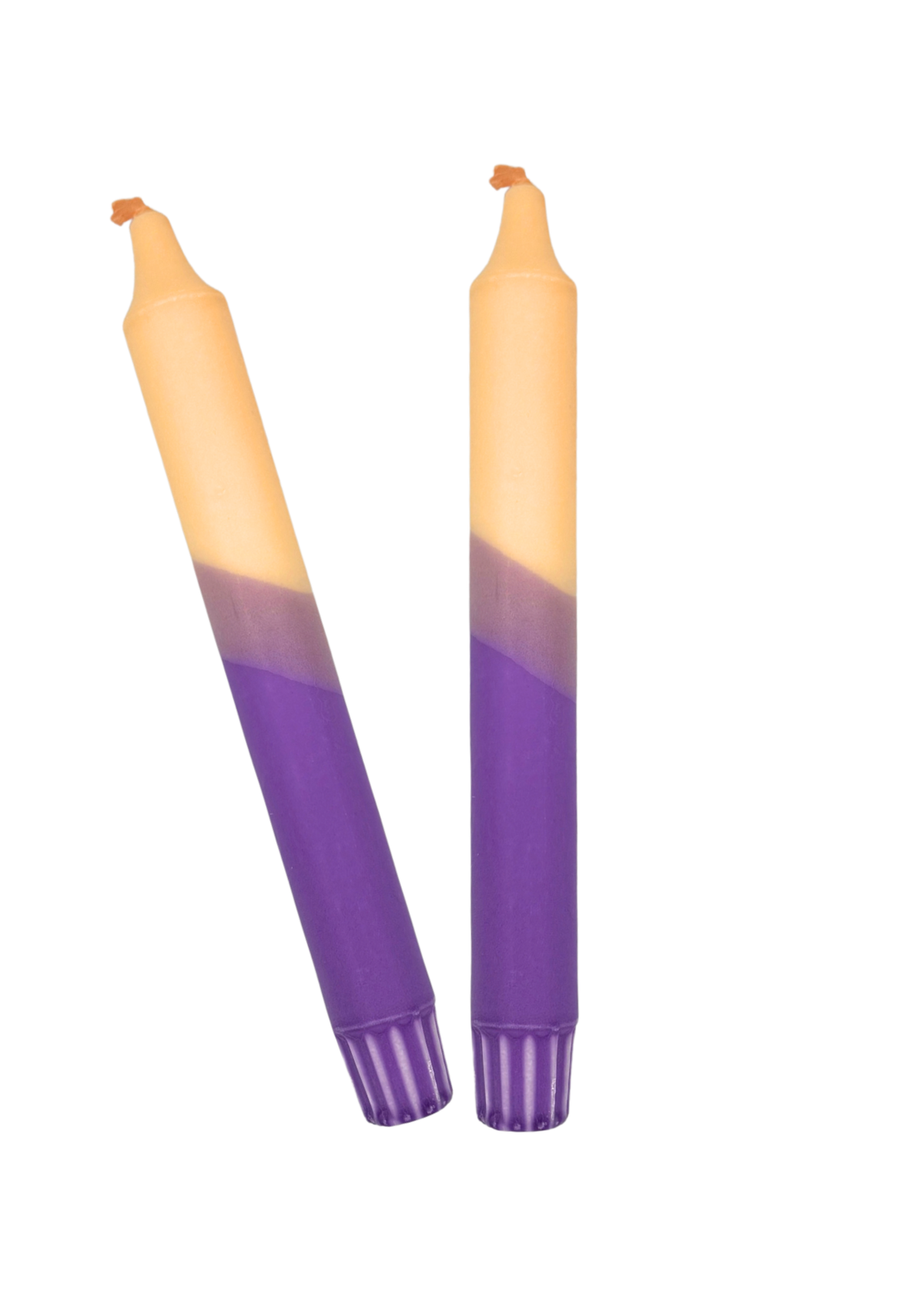 Autumn dip dye candles, set of 2, creme/purple