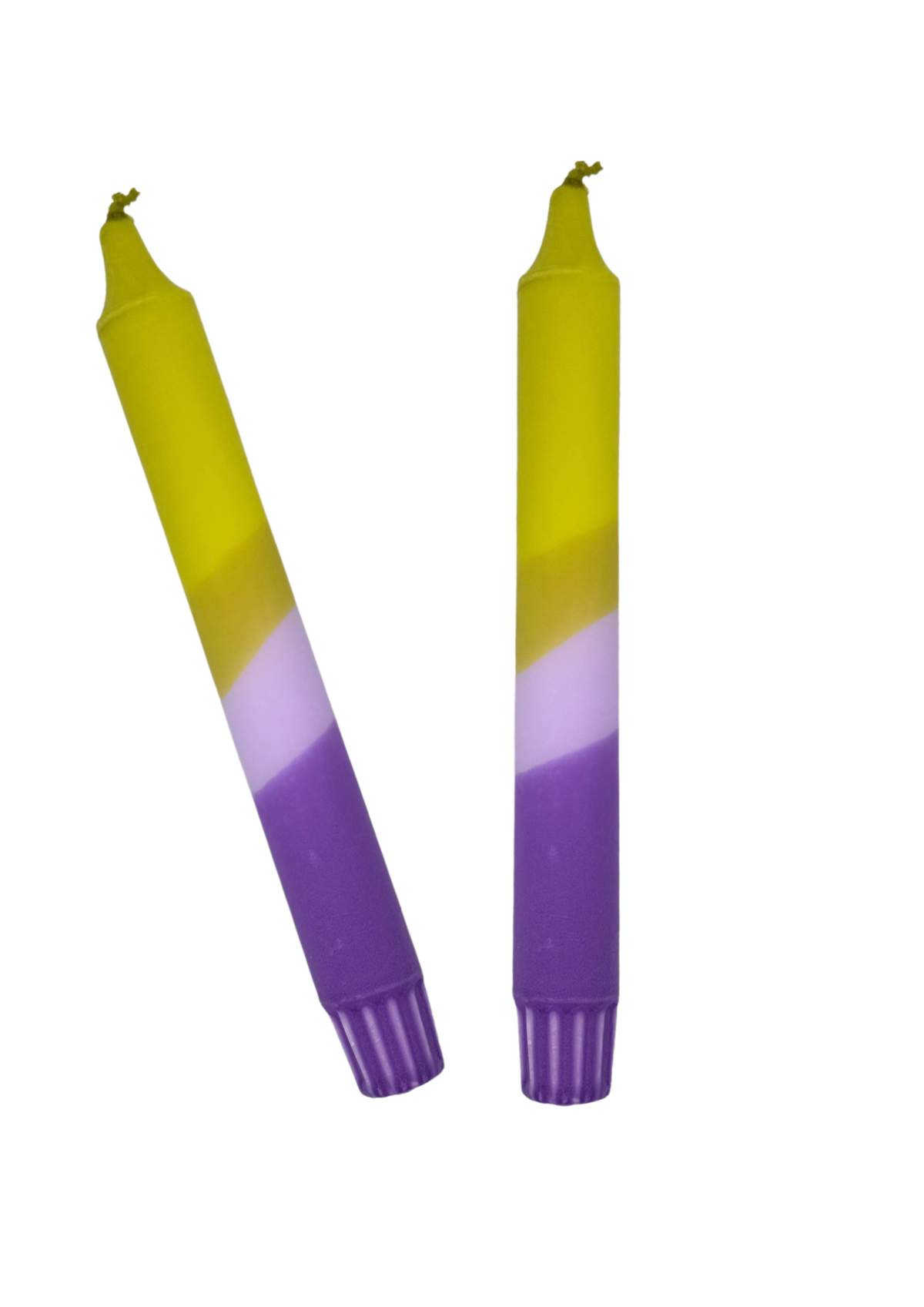 Autumn dip dye candles, set of 2, purple/green