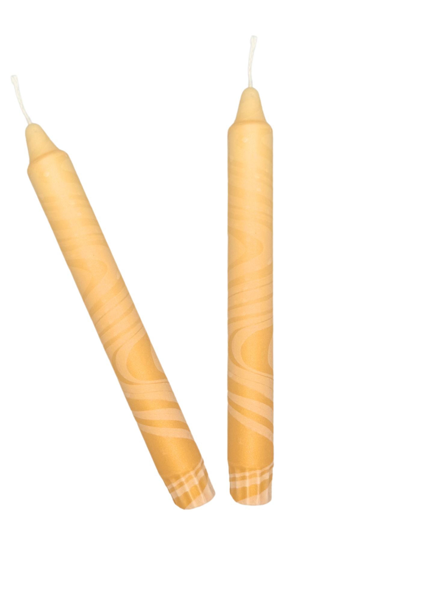 Marbled candles, set of 2, creme, beige
