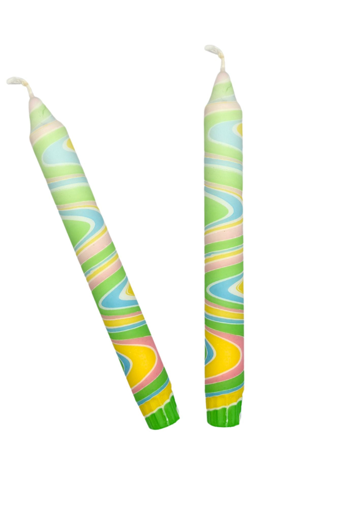 Marbled candles, set of 2, multicolour
