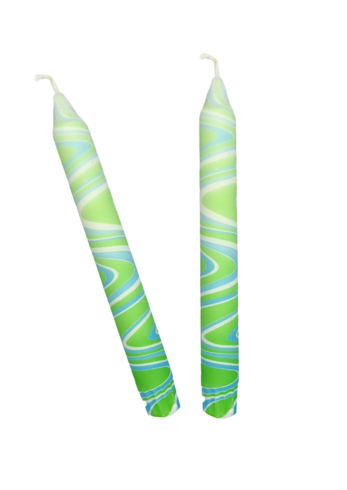Marbles candles, set of 2, white, light green, light blue