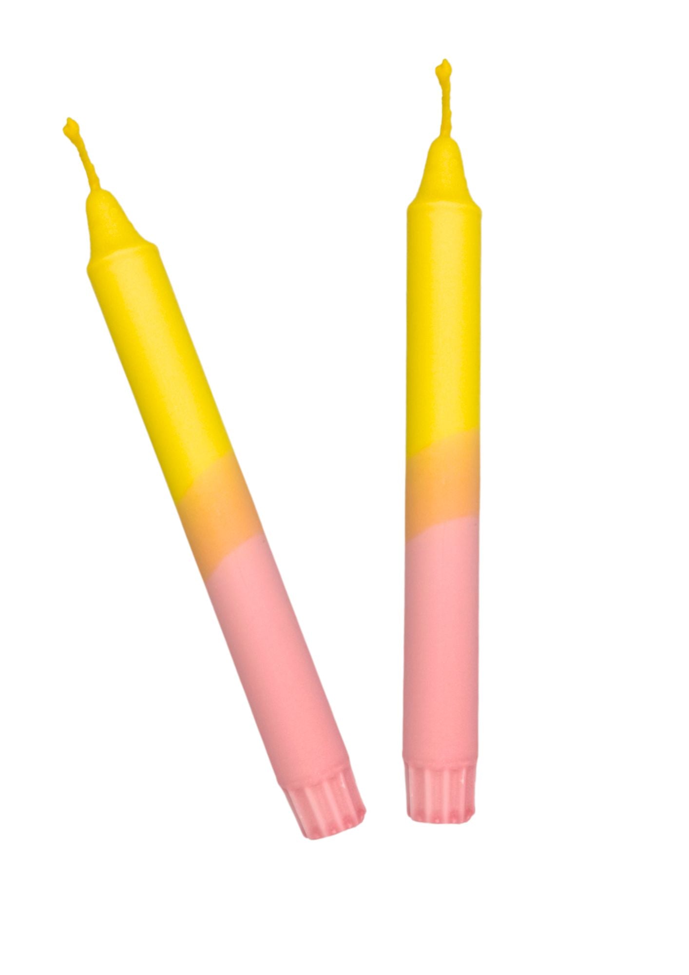 Dip dye candles, set of 2, yellow, rose