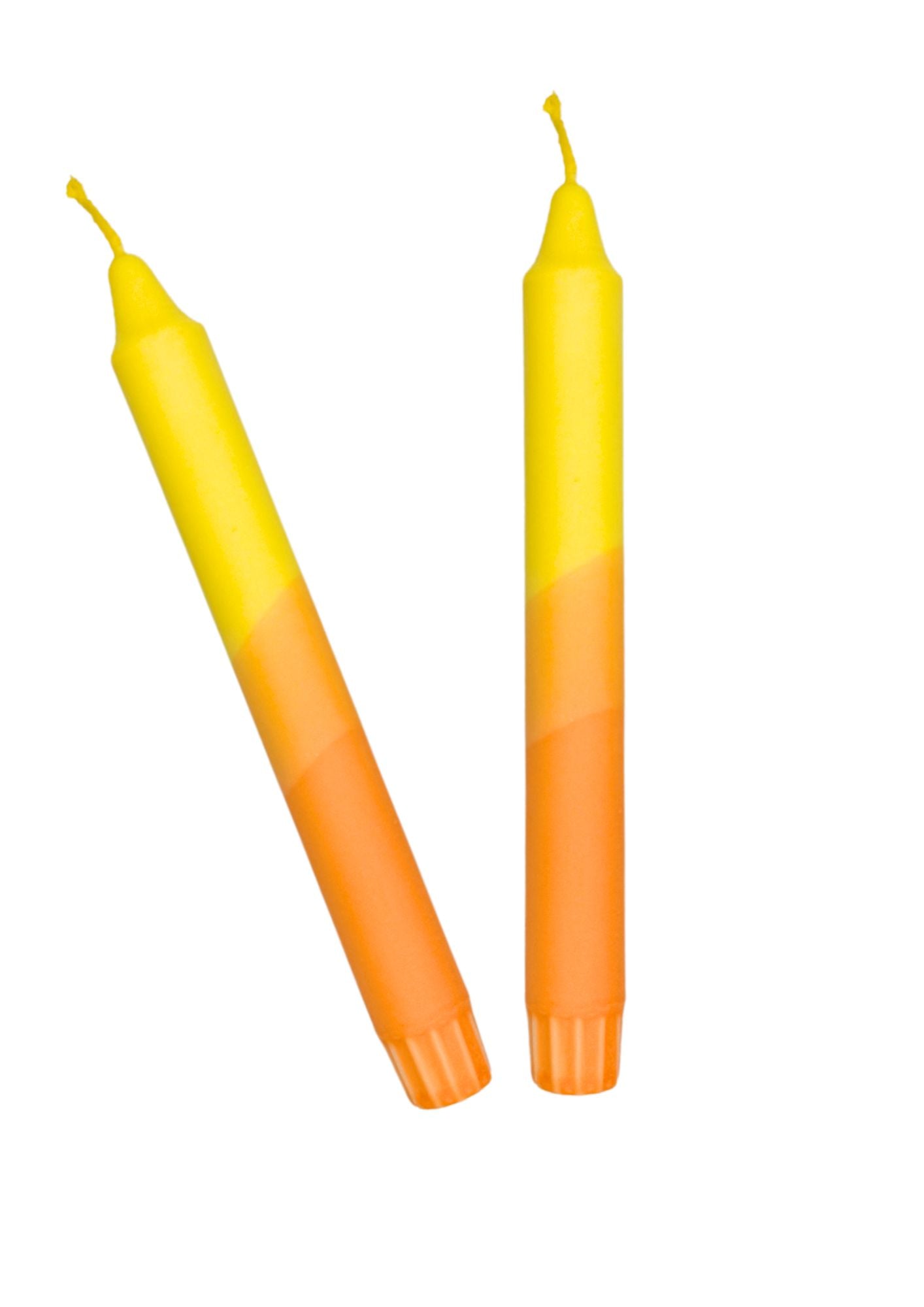 Dip dye candles, set of 2, yellow, orange