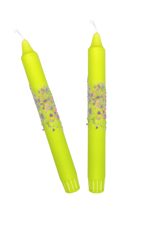 Confetti candles, set of 2, light green