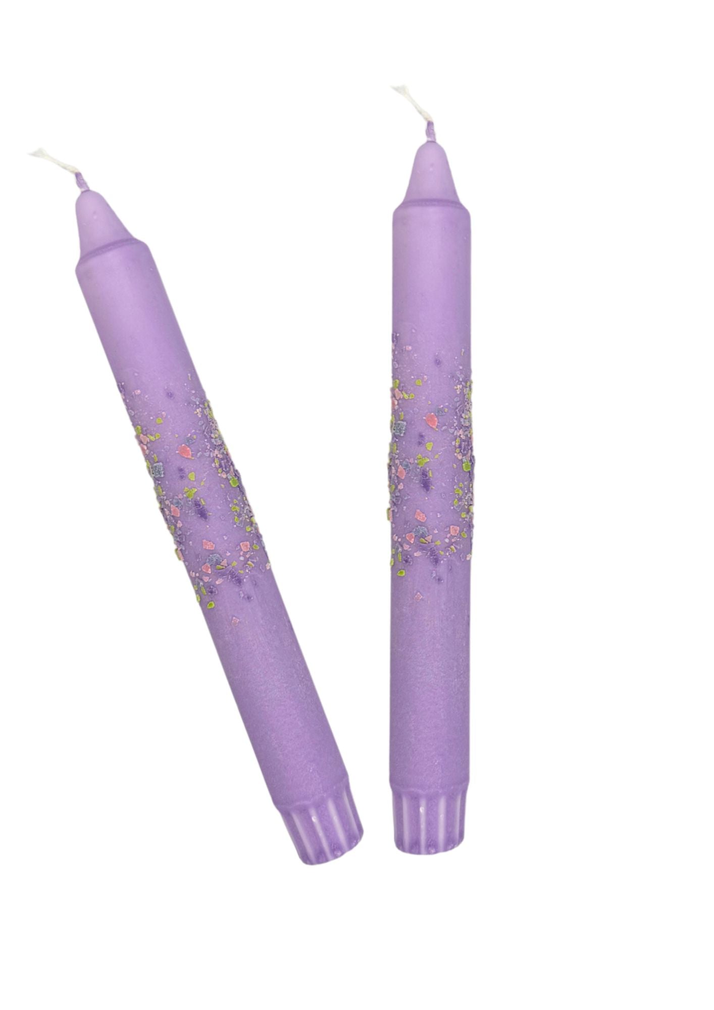 Confetti candles, set of 2, purple