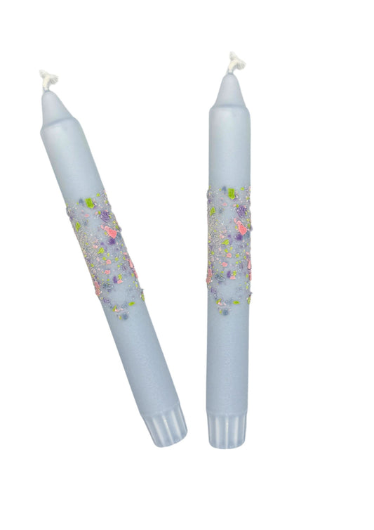 Confetti Candles, set of 2, light blue