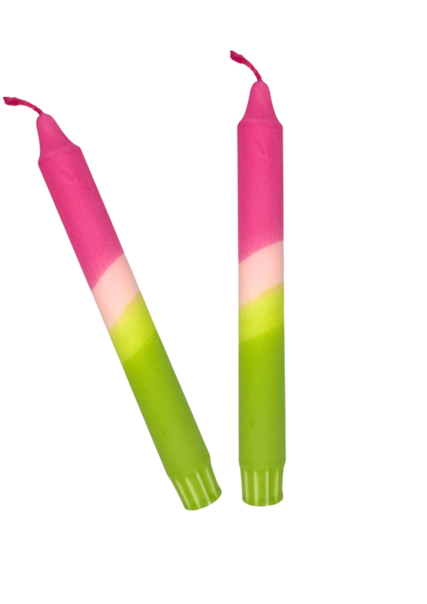 Dip dye candles, set of 2, rose, green