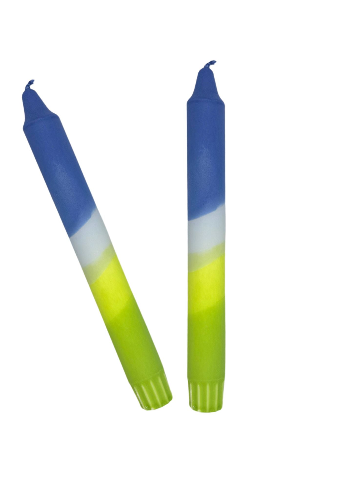 Dip dye candles, set of 2, green, blue