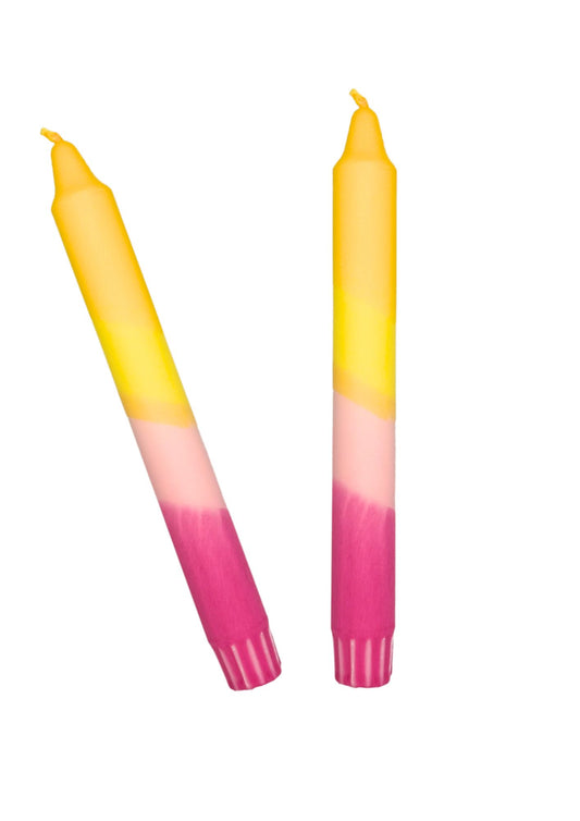 Dip dye candles, set of 2, pink yellow