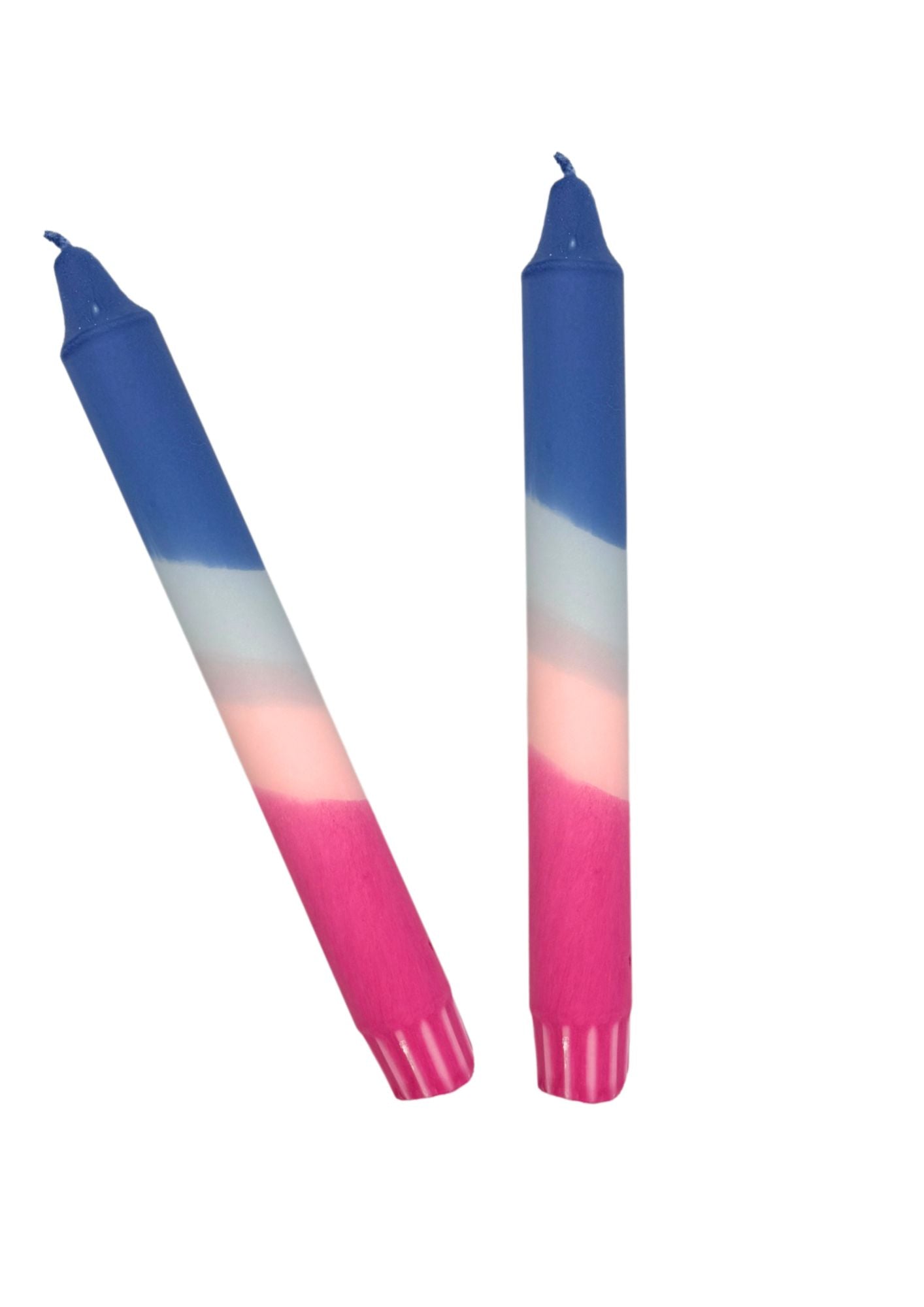 Dip dye candles, set of 2, pink, blue