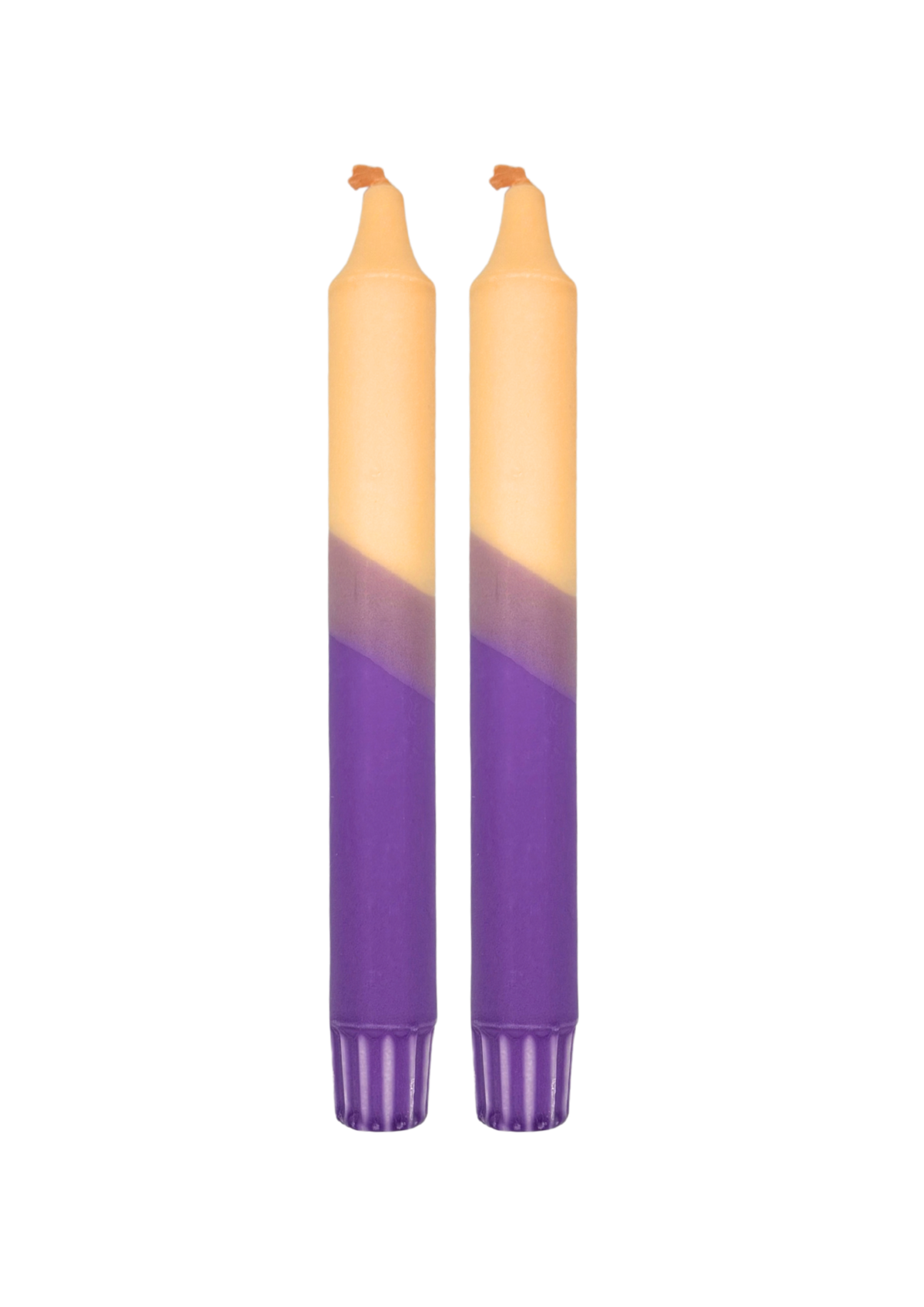 Autumn dip dye candles, set of 2, creme/purple