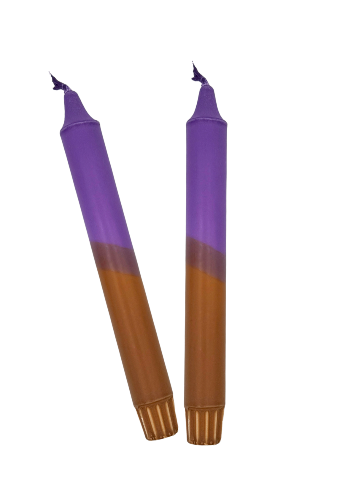 Autumn dip dye candles, set of 2, brown/purple