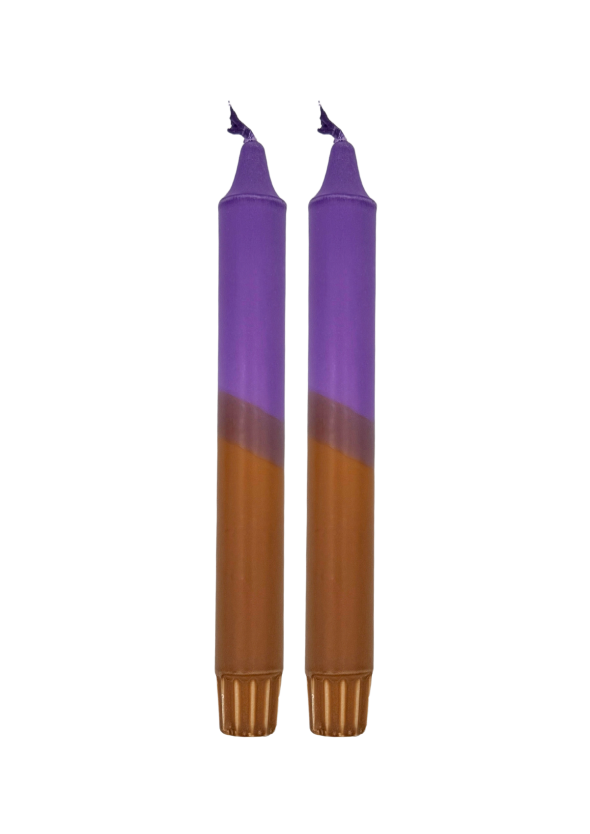 Autumn dip dye candles, set of 2, brown/purple