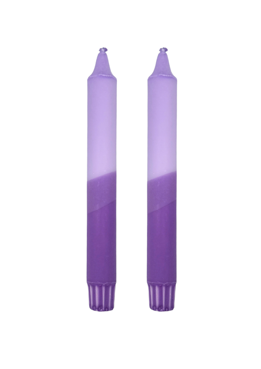 Autumn dip dye candles, set of 2, purple