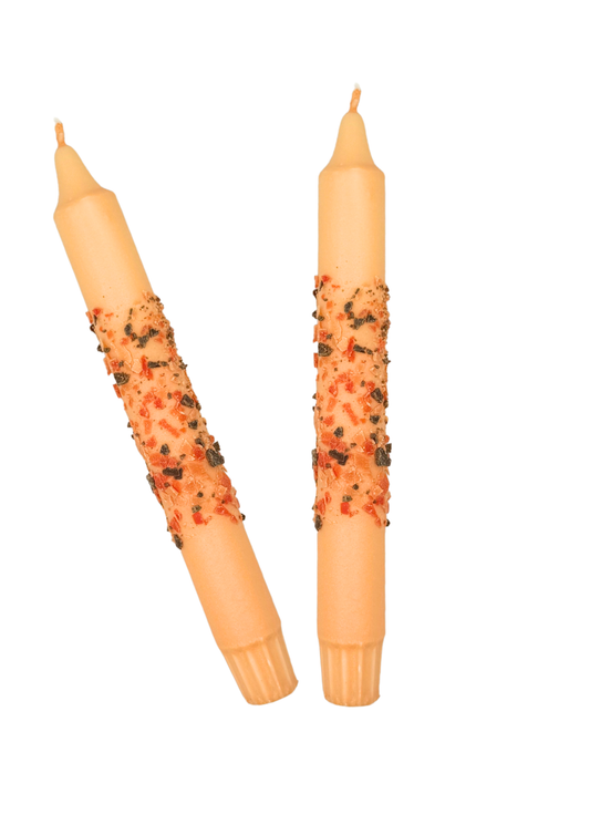 Autumn confetti candles, set of 2, creme