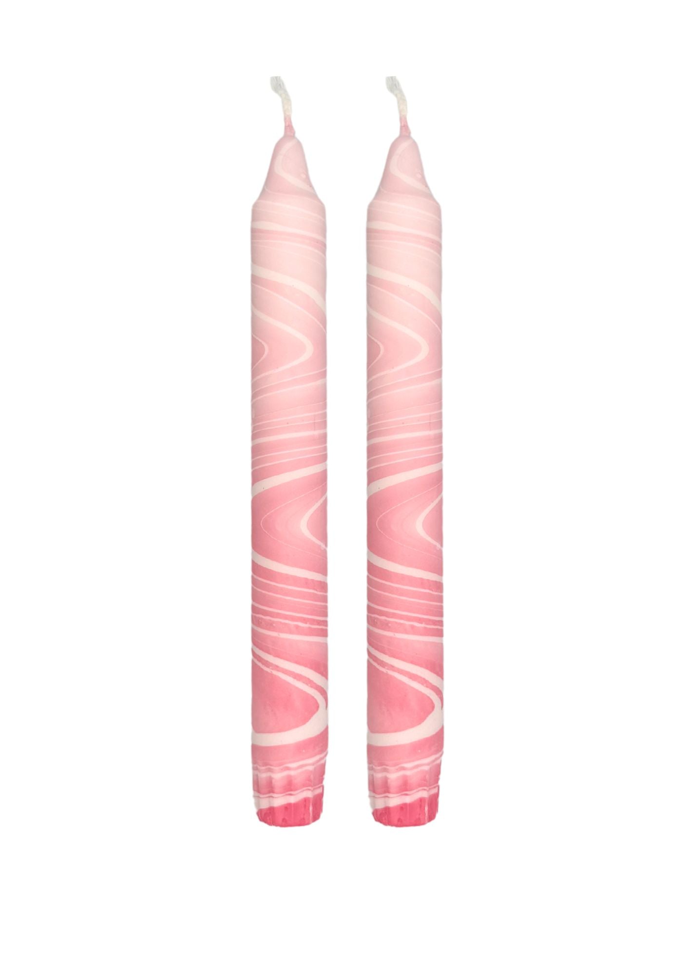 Marbled candles, set of 2, rose, white