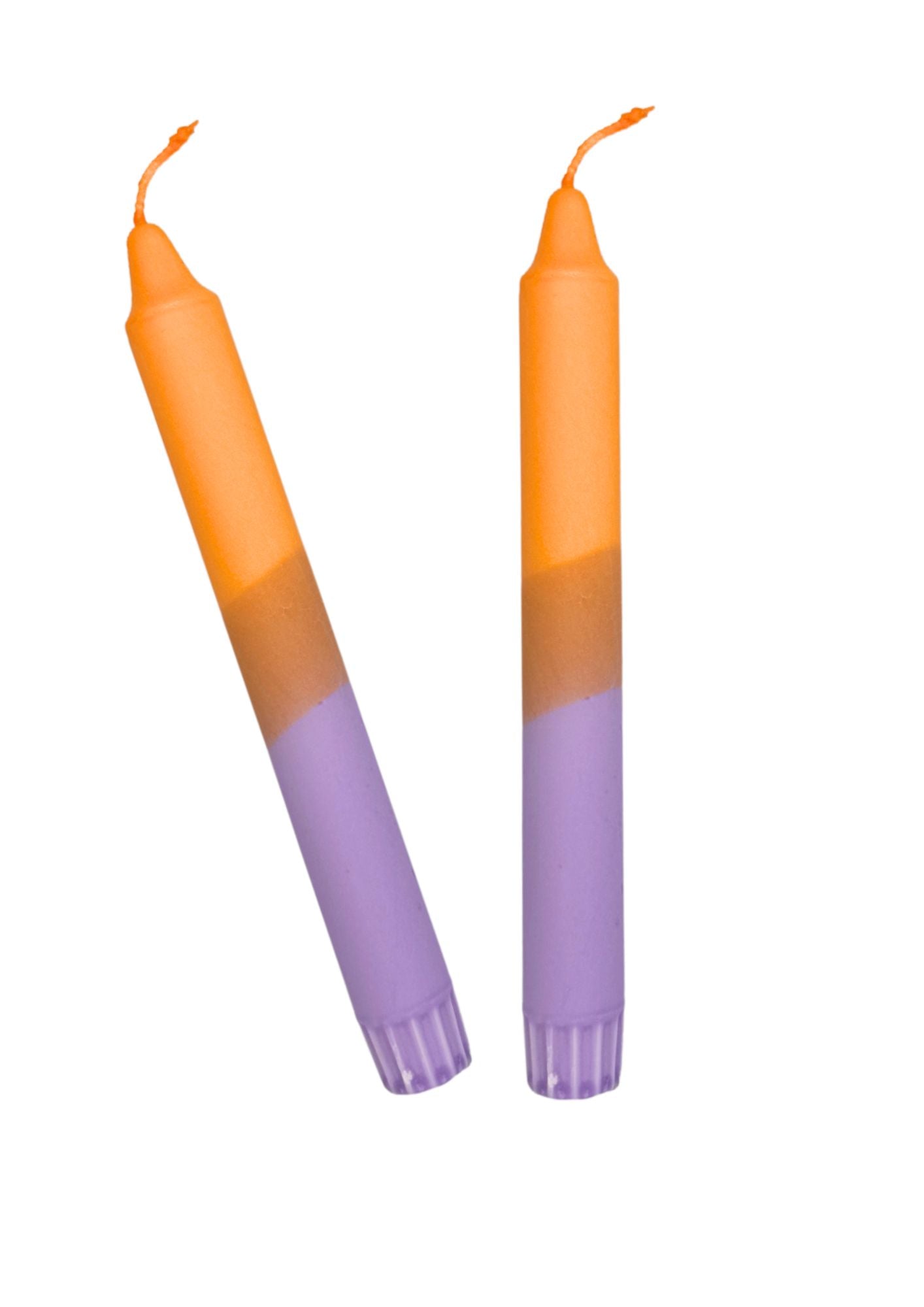 Dip dye candles, set of 2, orange, purple