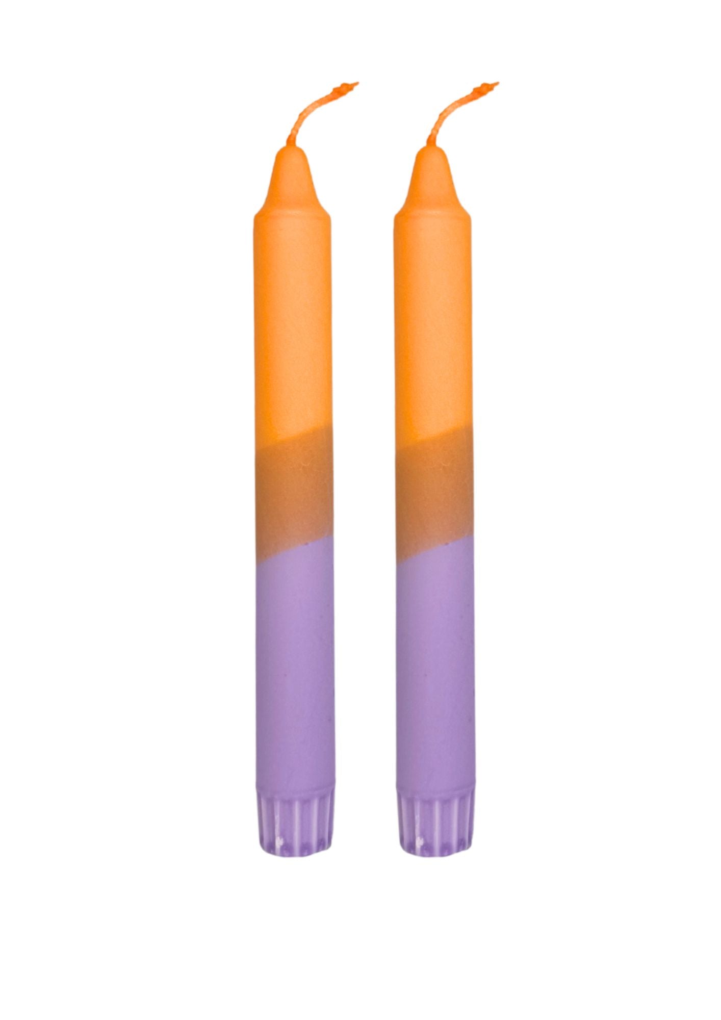 Dip dye candles, set of 2, orange, purple