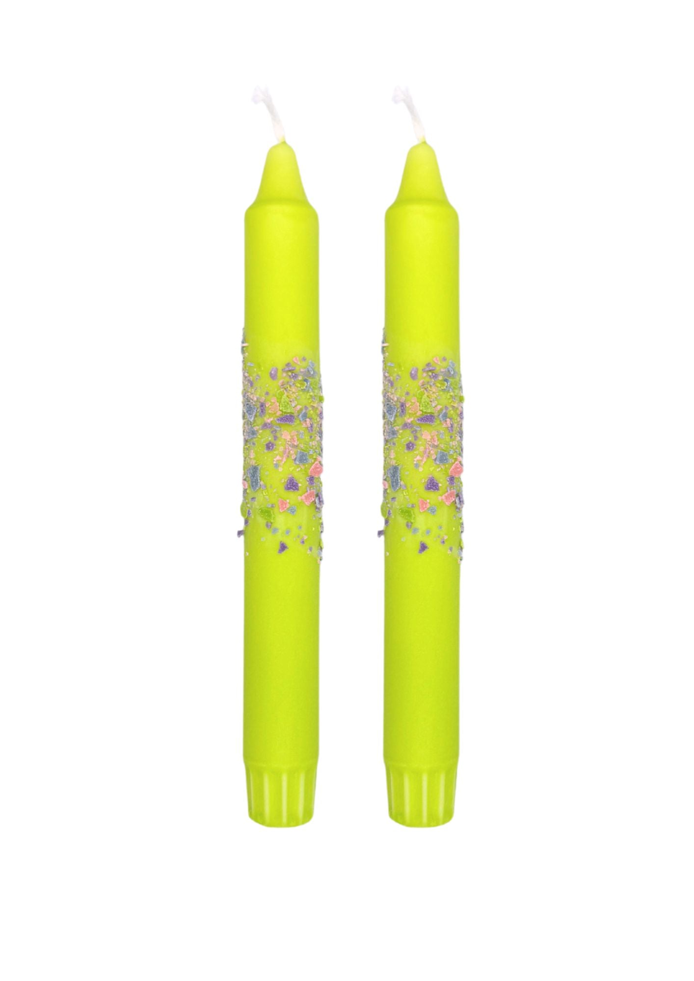 Confetti candles, set of 2, light green