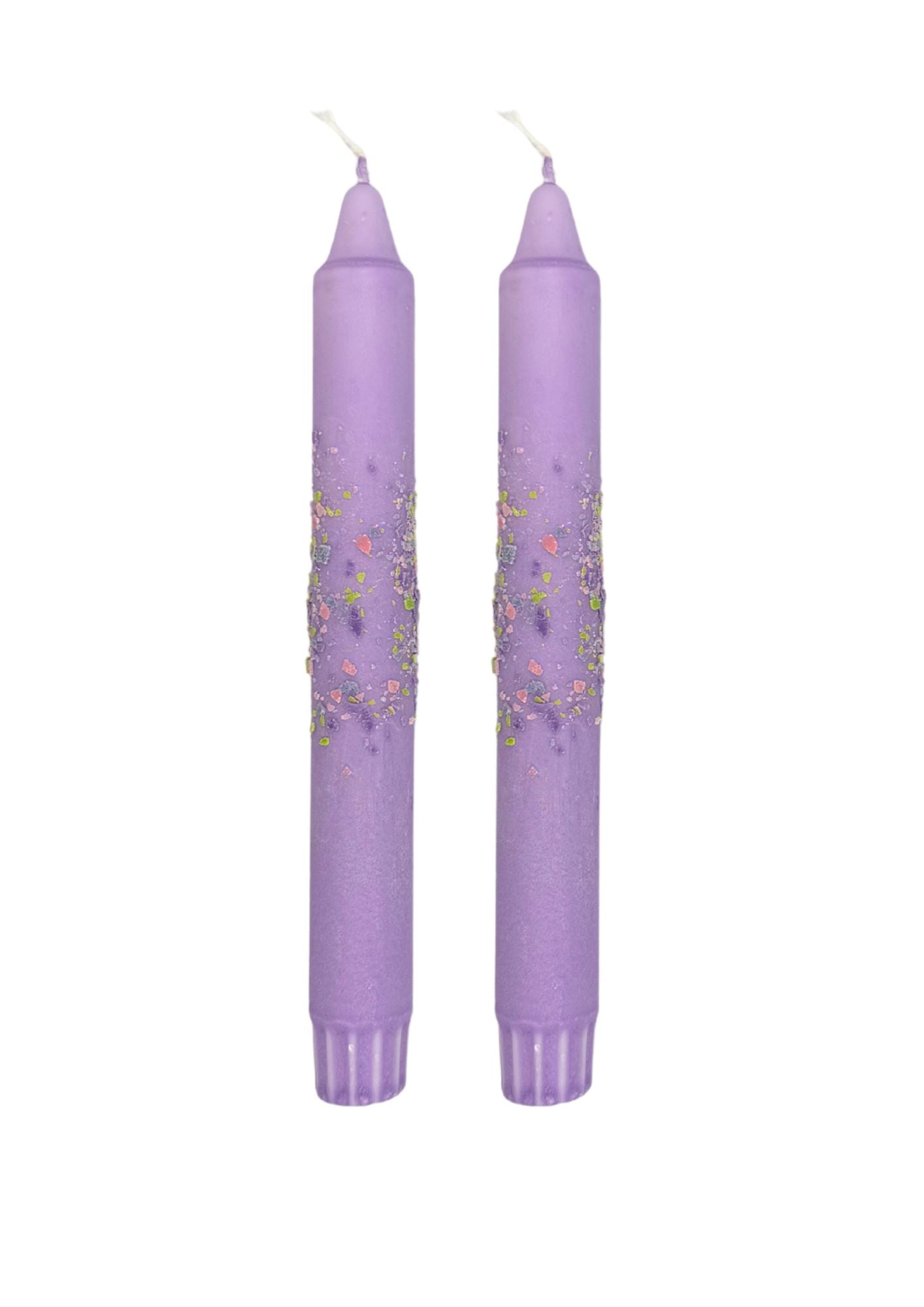 Confetti candles, set of 2, purple