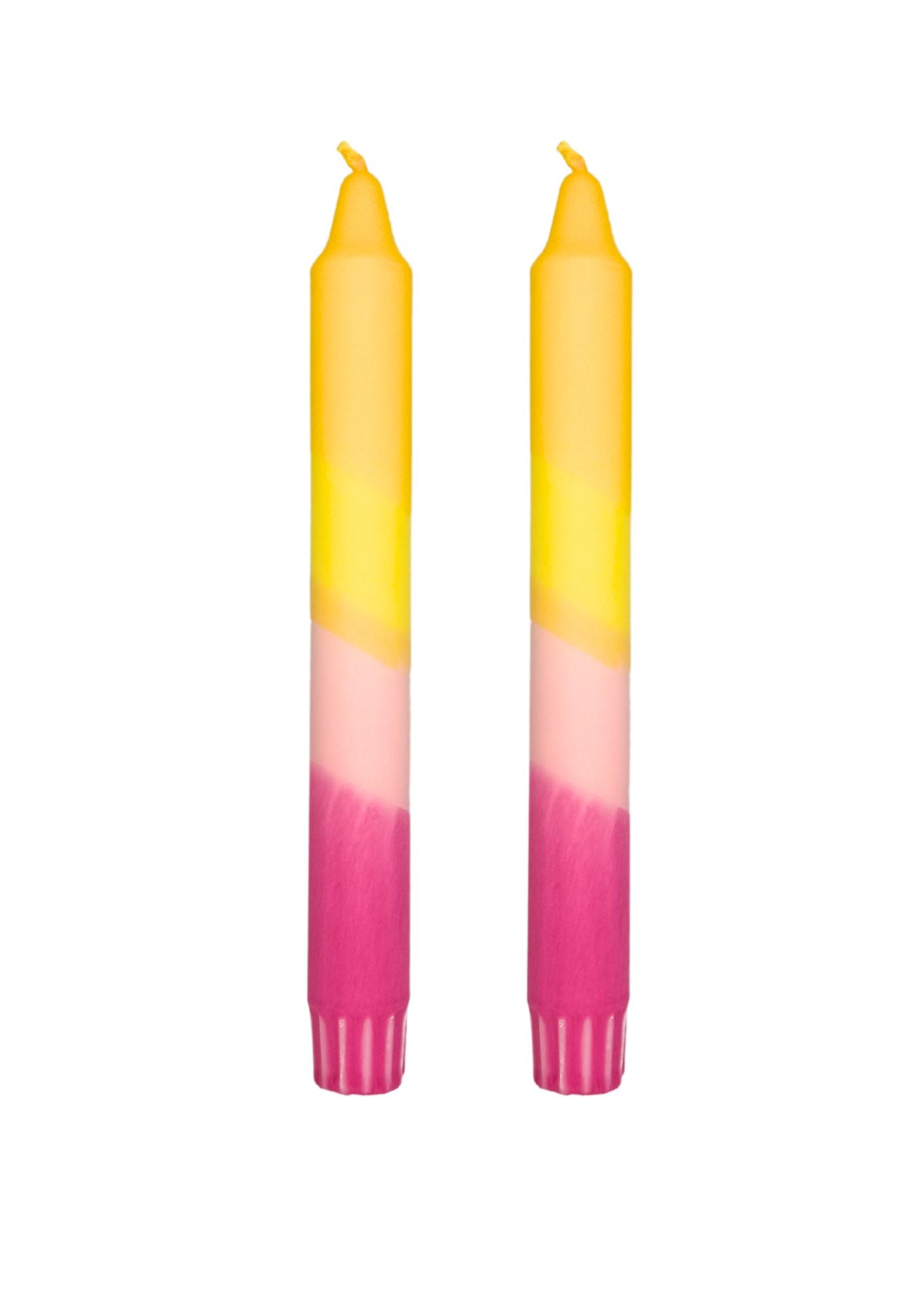 Dip dye candles, set of 2, pink yellow