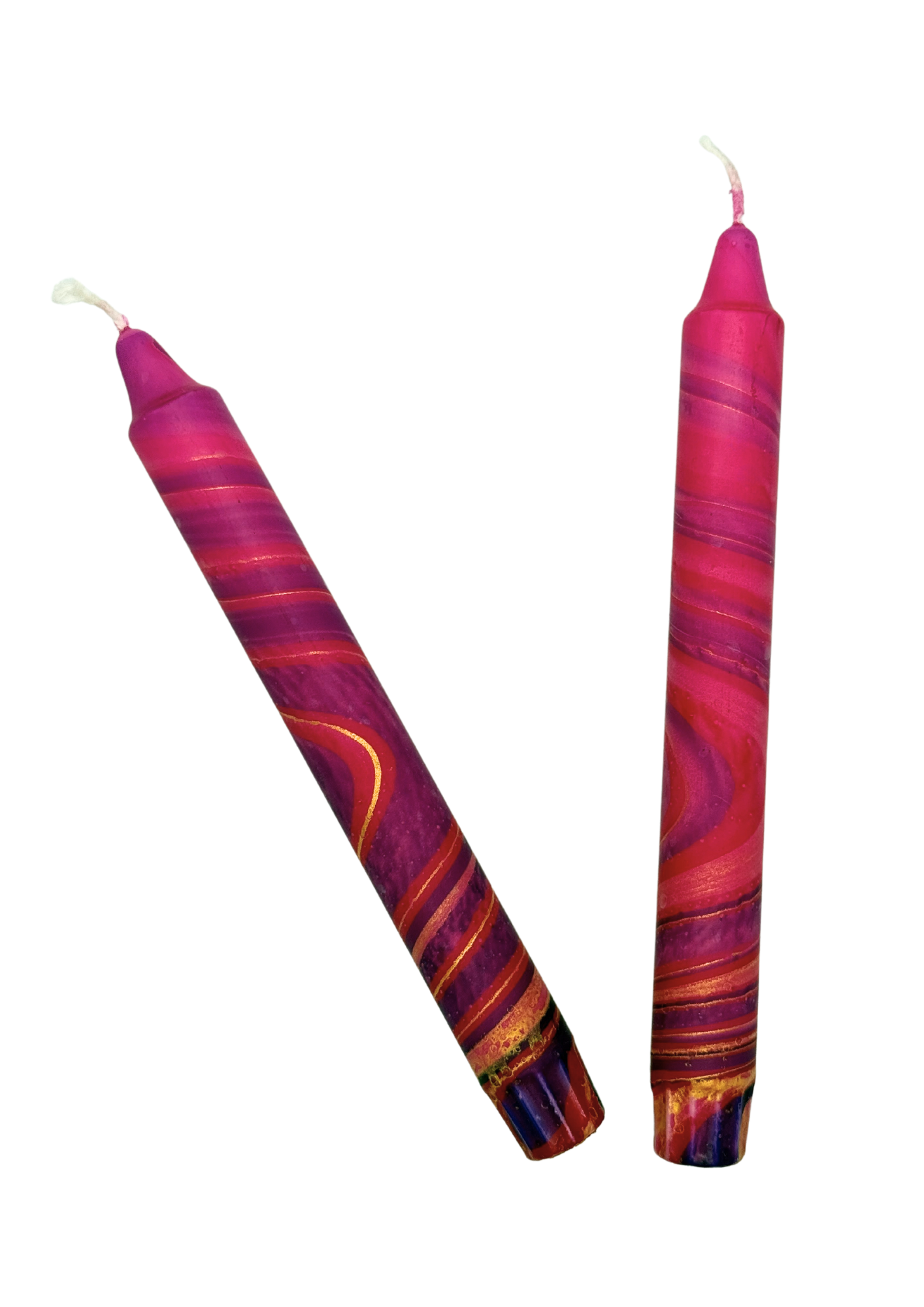 Marbled candles, set of 2, brambleberry, gold